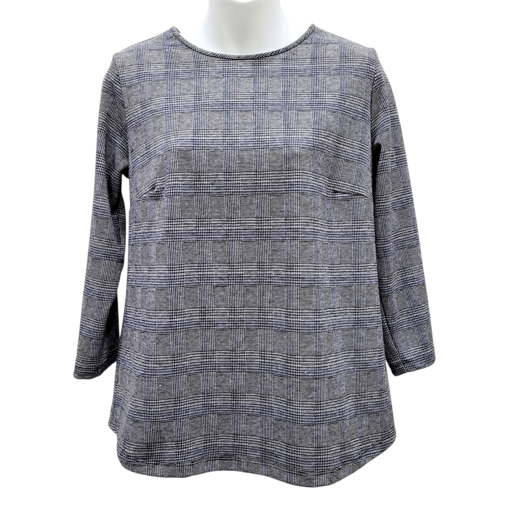 2/$20 Van Heusen Blue Plaid Pattern Top Blouse Size: Small